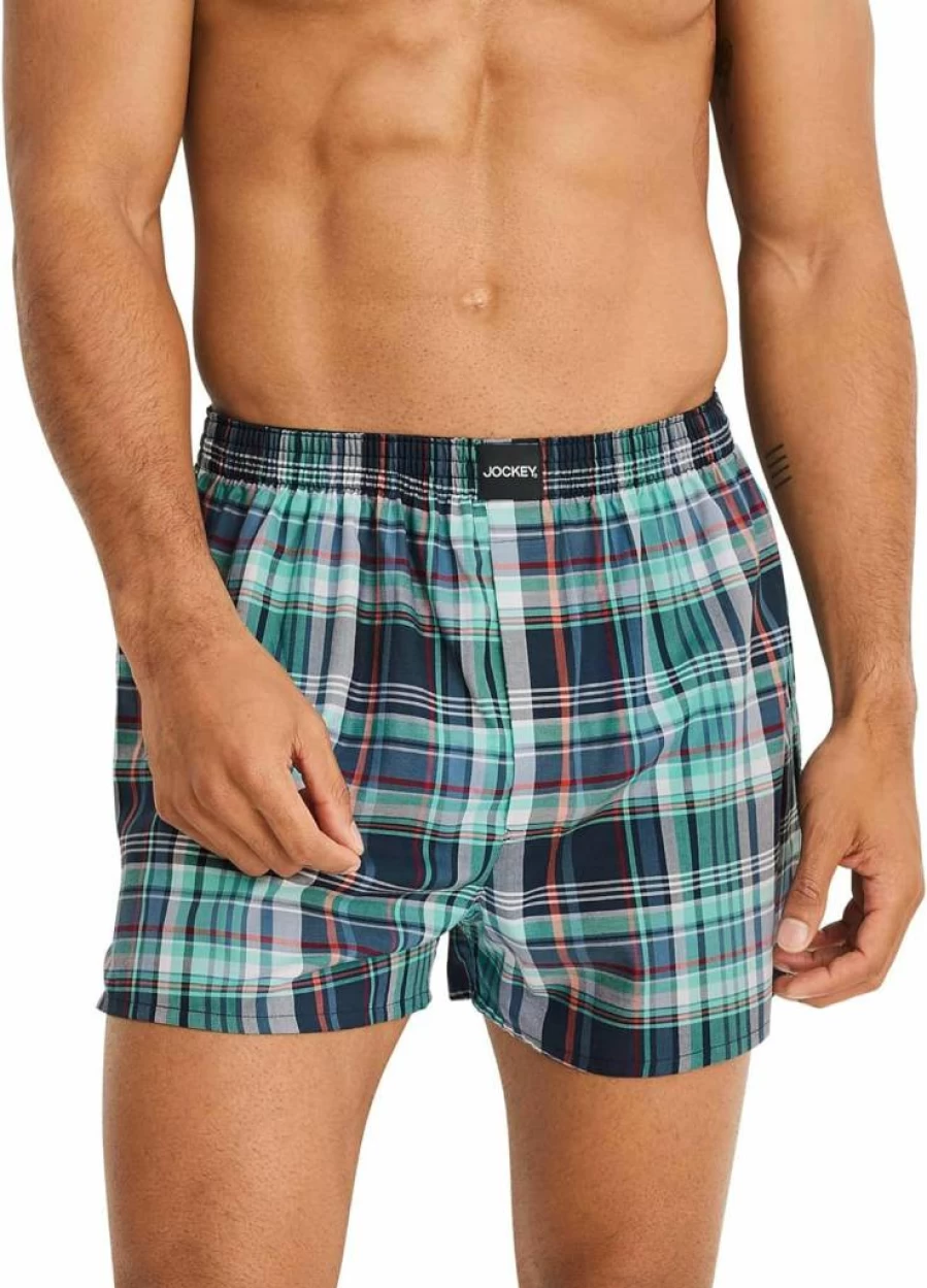 Jockey Men's Cotton Blend Blue Graphite 5-Inch Boxer Briefs - Soft Comfort Underwear