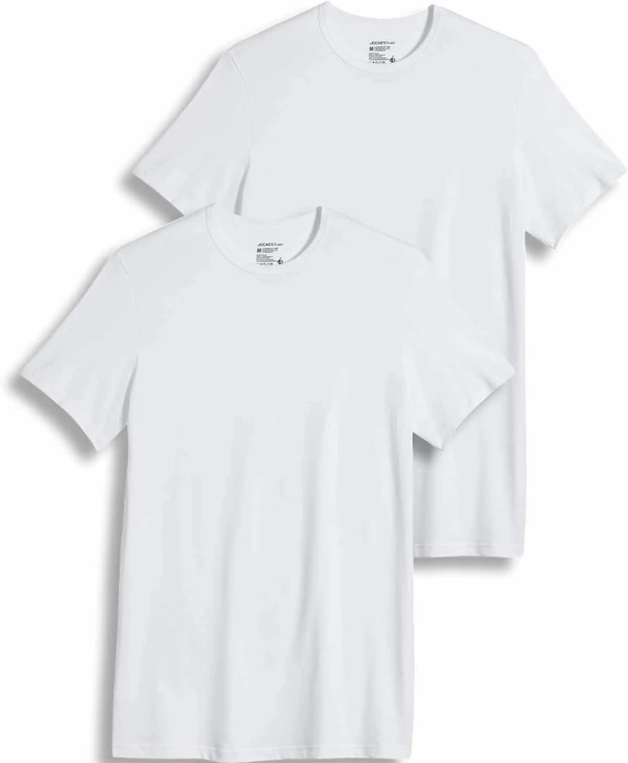 Jockey Men's Slim Fit Cotton Stretch Crew Neck Undershirt 2-Pack - Breathable Soft Comfortable Undershirts for Everyday Wear