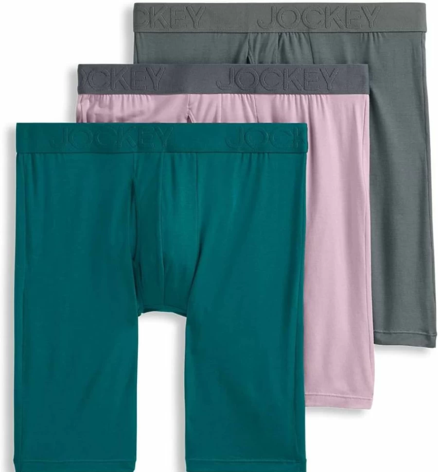Jockey Men's Ultra Soft Modal Boxer Briefs 3-Pack - 9" Breathable Long Leg Underwear for Active Comfort