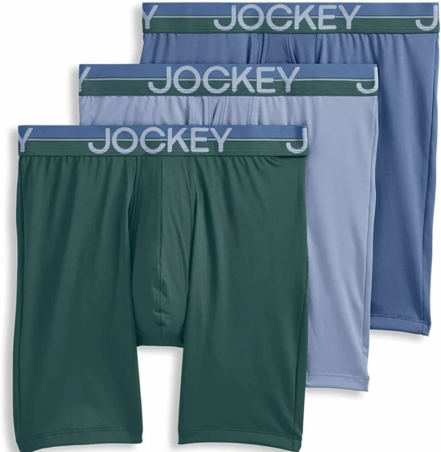 Jockey Men's Cool Comfort Microfiber 8-Inch Boxer Briefs - Breathable Stretch Underwear 3-Pack