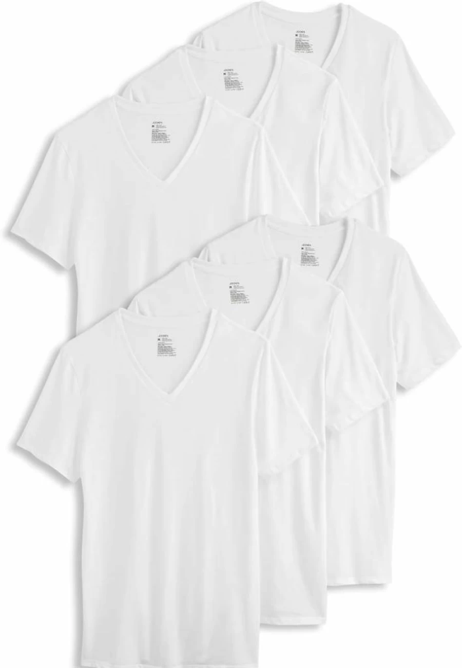 Jockey Men's Cotton Stretch V-Neck Undershirt 6-Pack - Soft Breathable Comfort Fit Underwear