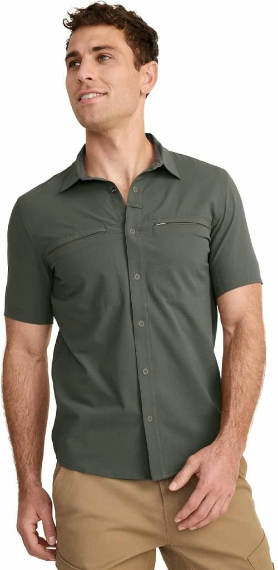 Jockey Men's Casual Short Sleeve Button-Up Shirt for Outdoor Wear