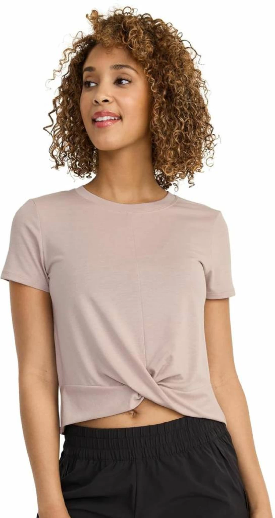 Jockey Women's Everactive Twist-Front Active Tee - Comfortable Workout Top for Women