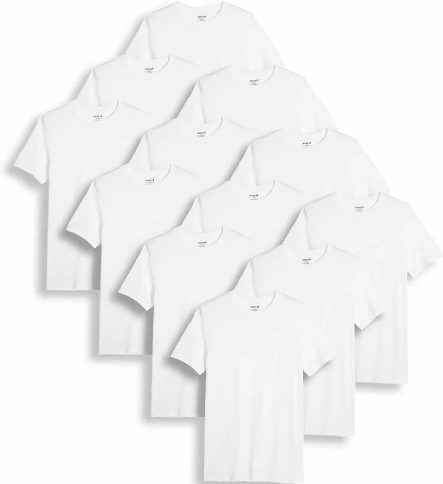 Jockey Men's Classic Cotton Crew Neck Undershirt 12-Pack - Breathable Comfort Fit White Undershirts for Men
