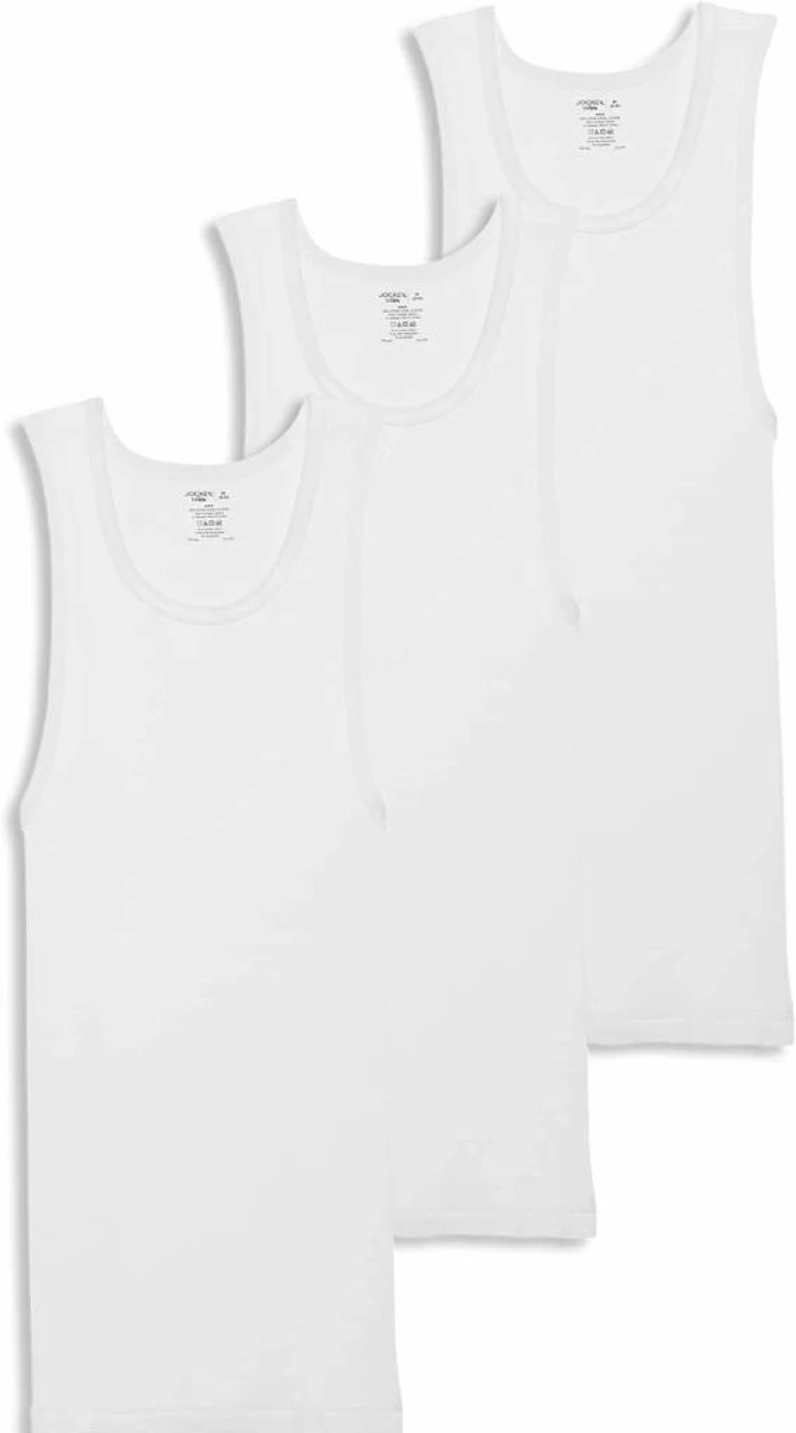 Jockey Men's 100% Cotton A-Shirt Tank Undershirt 3-Pack for Big & Tall Sizes