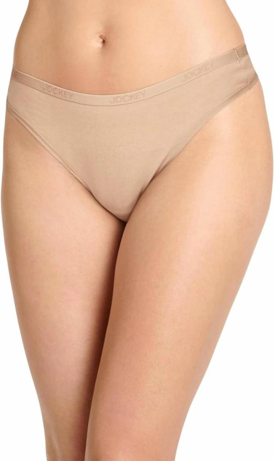 Jockey Women's Organic Cotton Thong Underwear 6-Pack - Soft Stretch Comfort with Logo Design