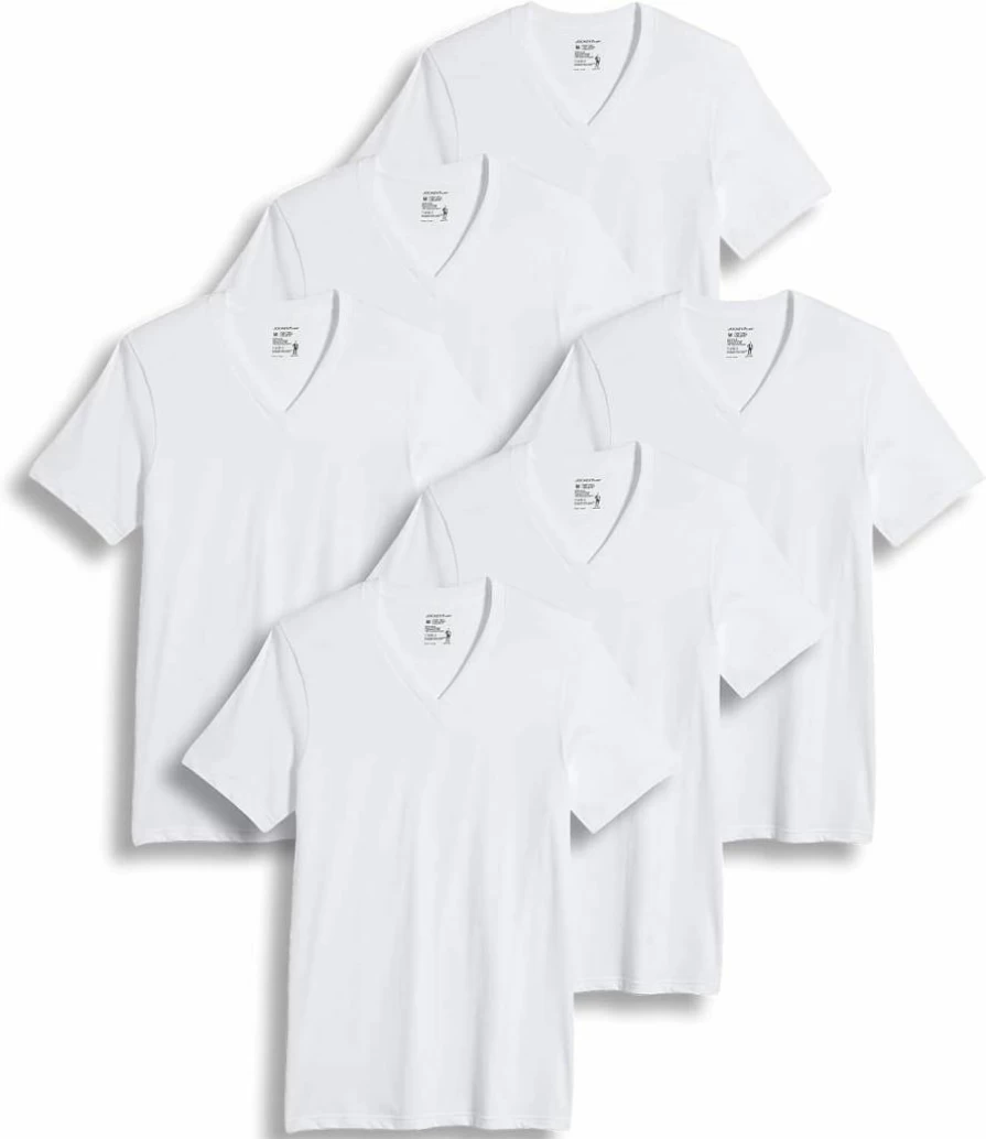 Jockey Men's Big & Tall V-Neck Undershirt 6-Pack - Classic Comfort Fit Cotton Crewneck Undershirts for Men