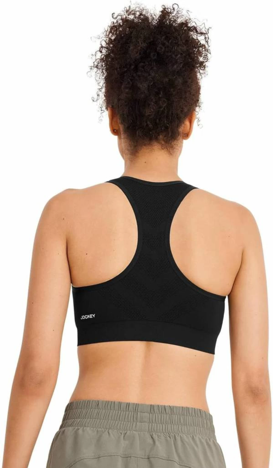 Jockey Women's Zip Front Sports Bra - Seamless Mid Impact Support for Active Wear