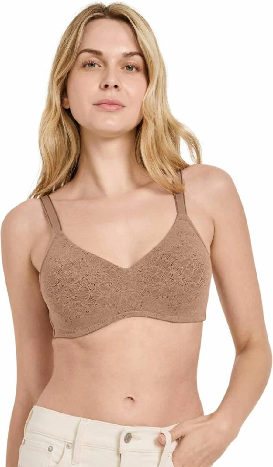 Jockey Women's Smooth & Sleek Lace Wirefree T-Shirt Bra - Full Coverage Comfort Bra