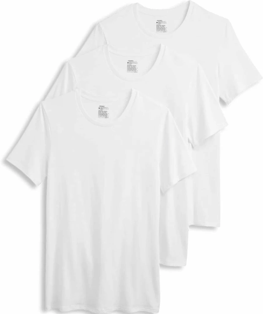 Jockey Men's Cotton Stretch Crew Neck Undershirt 3-Pack - Smooth Fit Comfortable Undershirts for Men