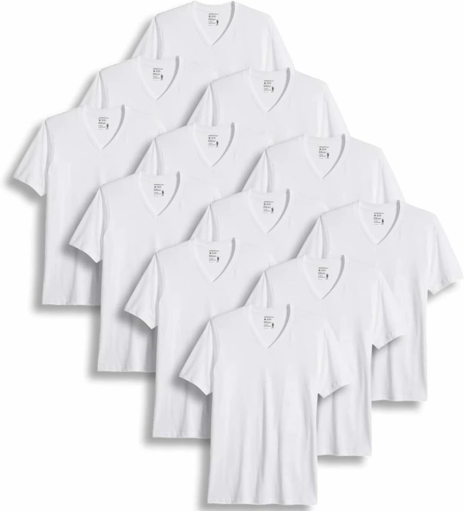 Jockey Men's Classic V-Neck Undershirts 12-Pack - Soft Breathable Cotton Crewneck Undertops for Men