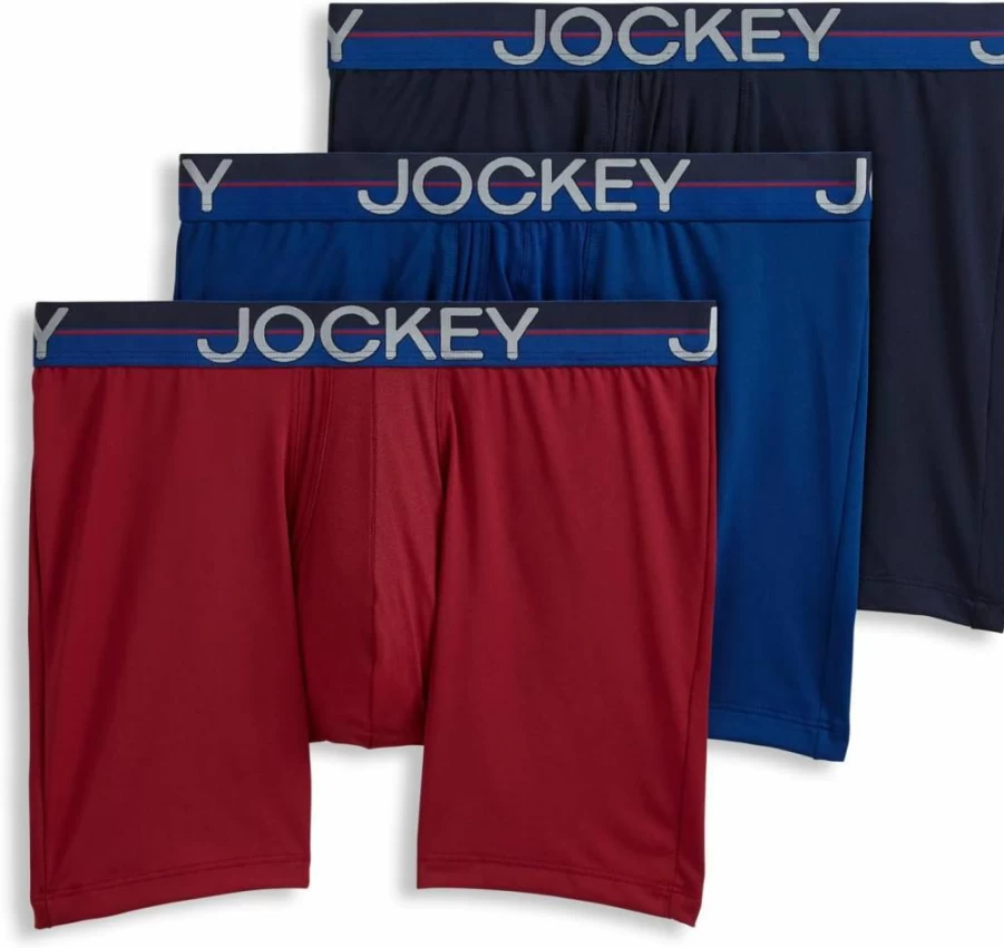 Jockey Men's Cool Comfort Microfiber 6-Inch Boxer Briefs - Breathable Stretch Underwear 3-Pack
