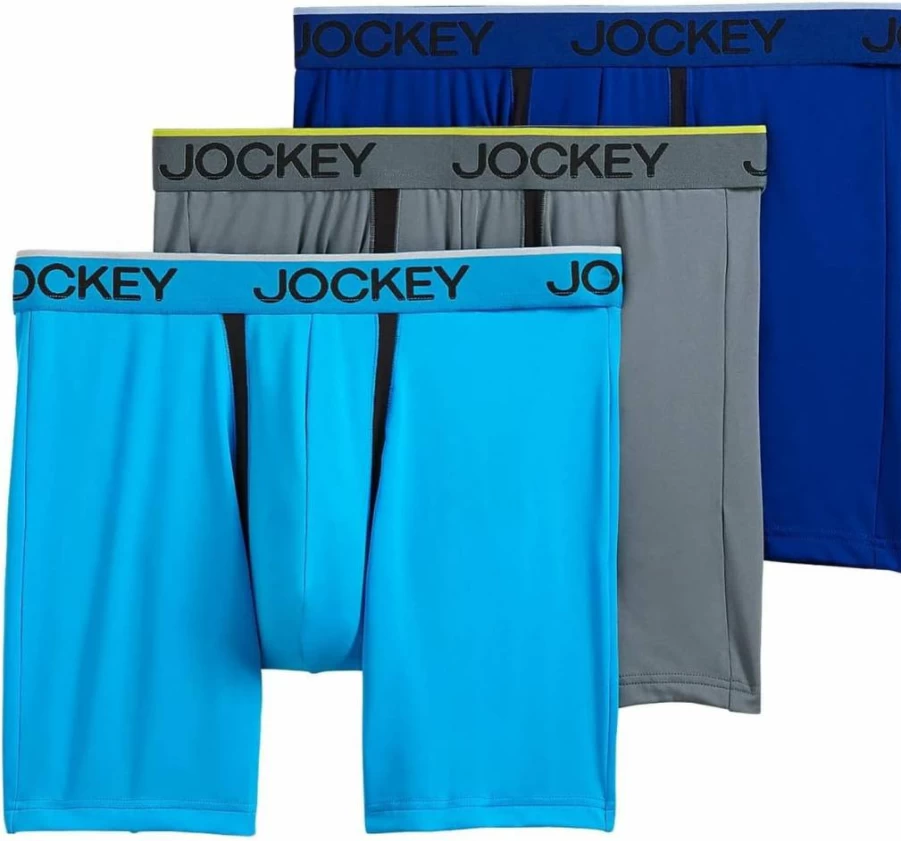 Jockey Men's Microfiber 6-Inch Boxer Briefs with Chafe-Proof Pouch - 3-Pack Comfort Underwear