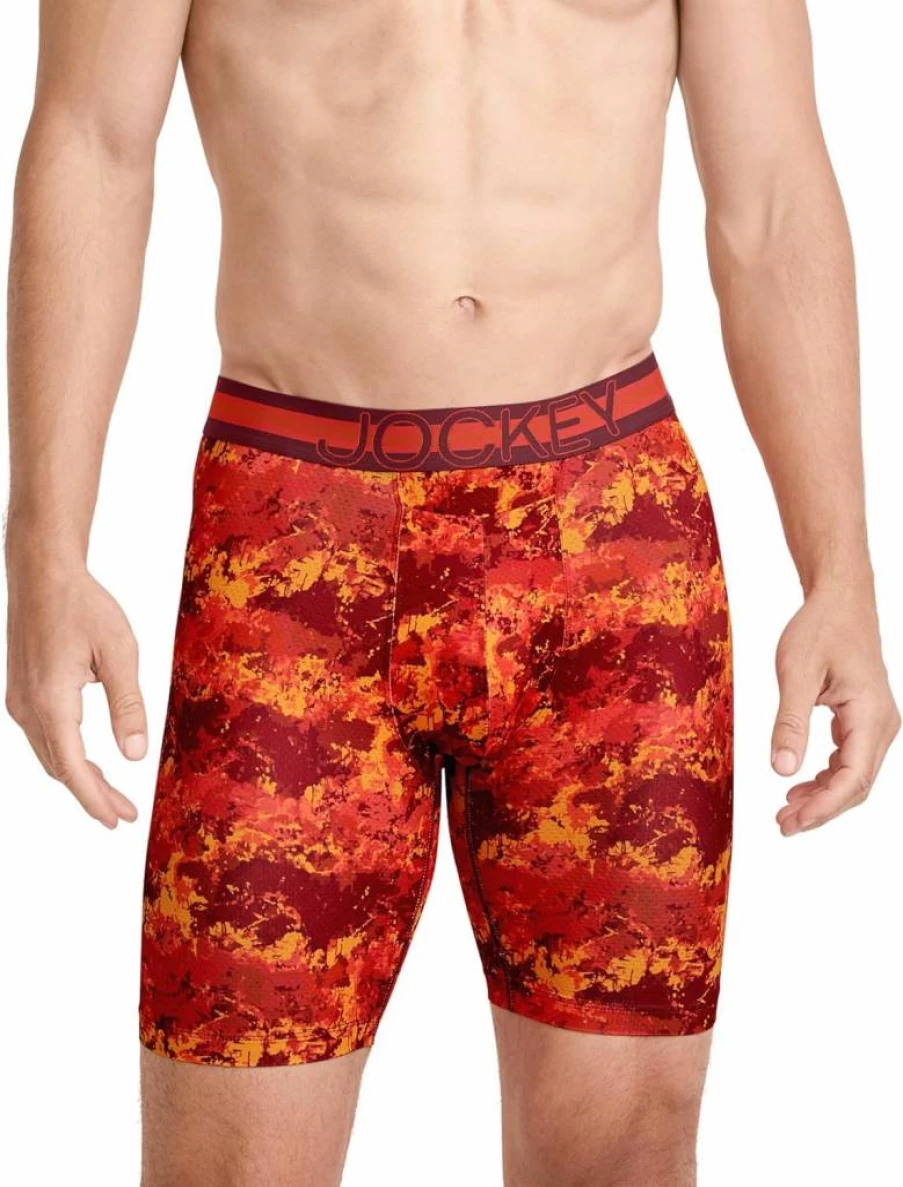 Jockey Men's Sport Stability Boxer Briefs 9" Long Leg with Pouch - Microfiber Underwear for Comfort & Support