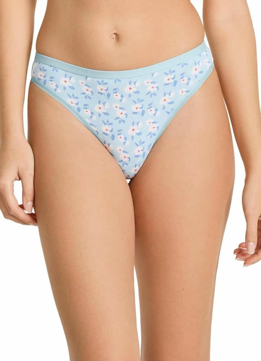 Jockey Women's Organic Cotton Thong Underwear 3-Pack - Soft Stretch Comfort Logo Design