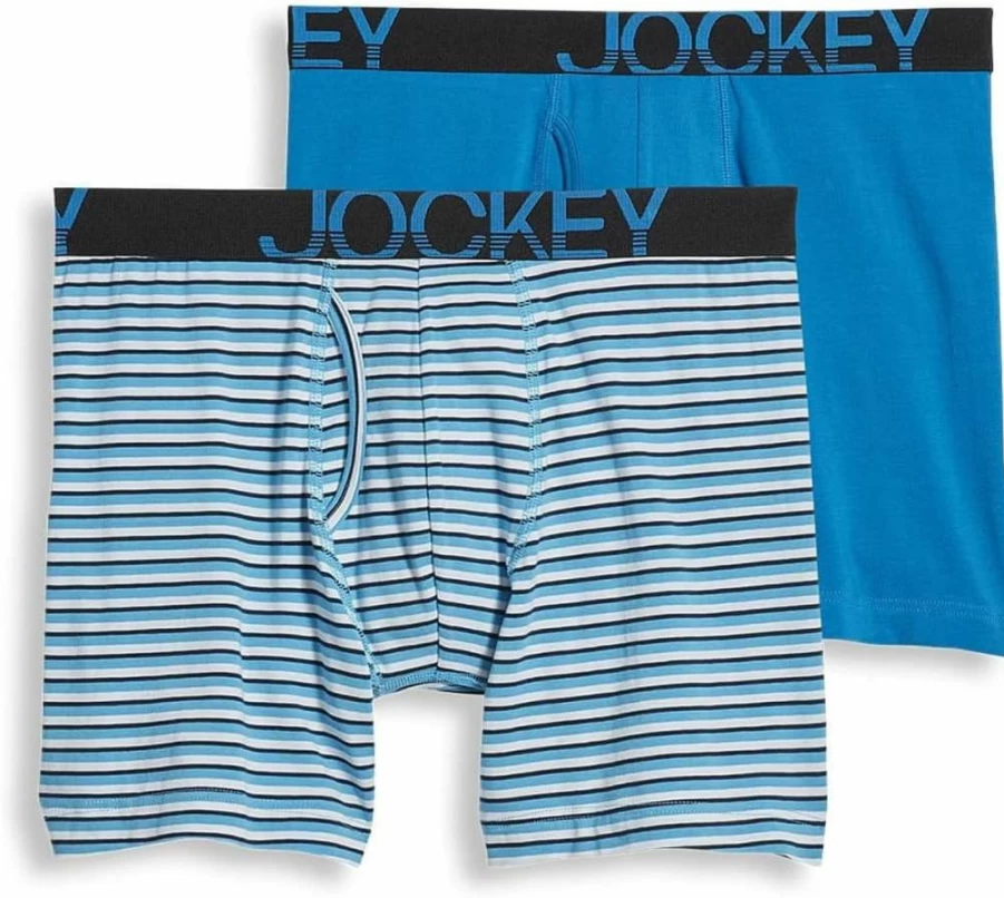 Jockey Men's ActiveStretch Boxer Briefs - 2 Pack, Long Leg Underwear for Big & Tall
