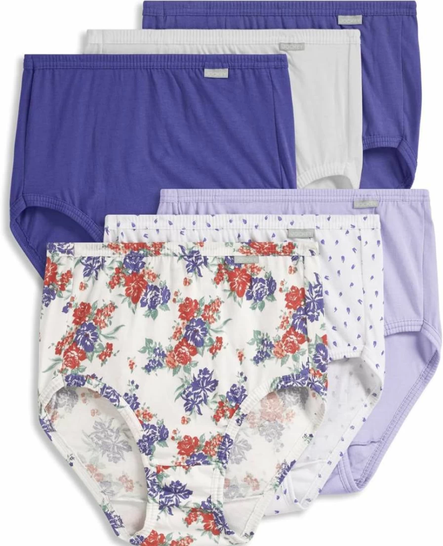 Jockey Women's Plus Size Elance Brief Underwear - 6 Pack Comfortable Cotton Panties for Everyday Wear