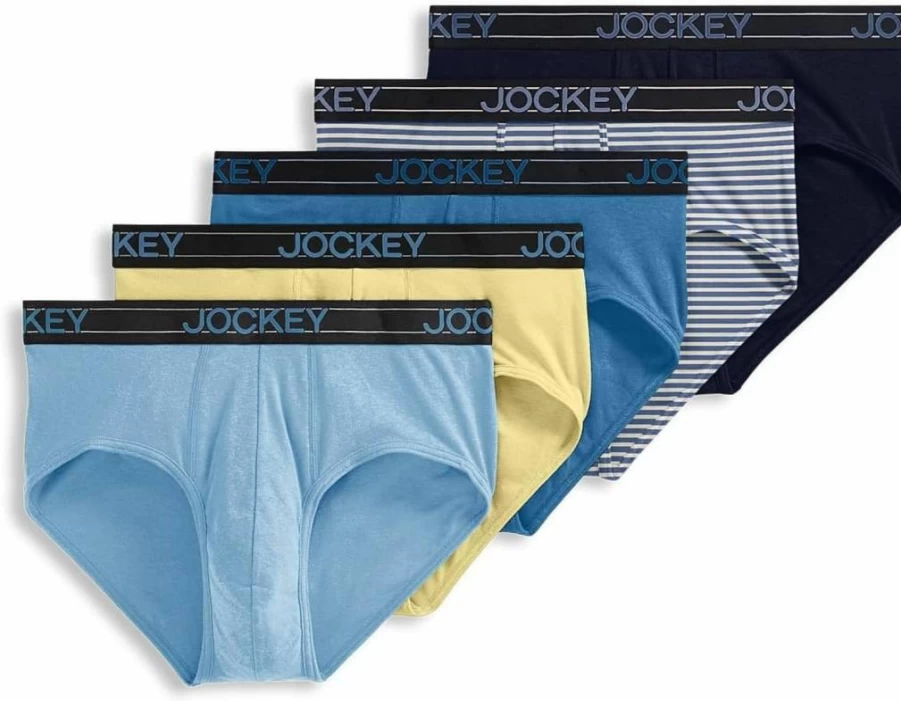 Jockey Men's Cotton Blend Brief Underwear - 5 Pack, Lightweight Comfort, Breathable & Soft