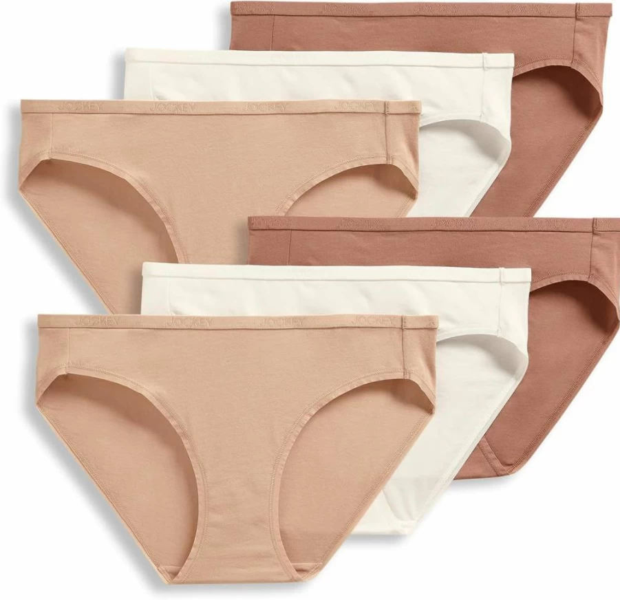 Jockey Women's Organic Cotton Bikini Underwear 6-Pack - Soft Stretch Comfort Logo Design