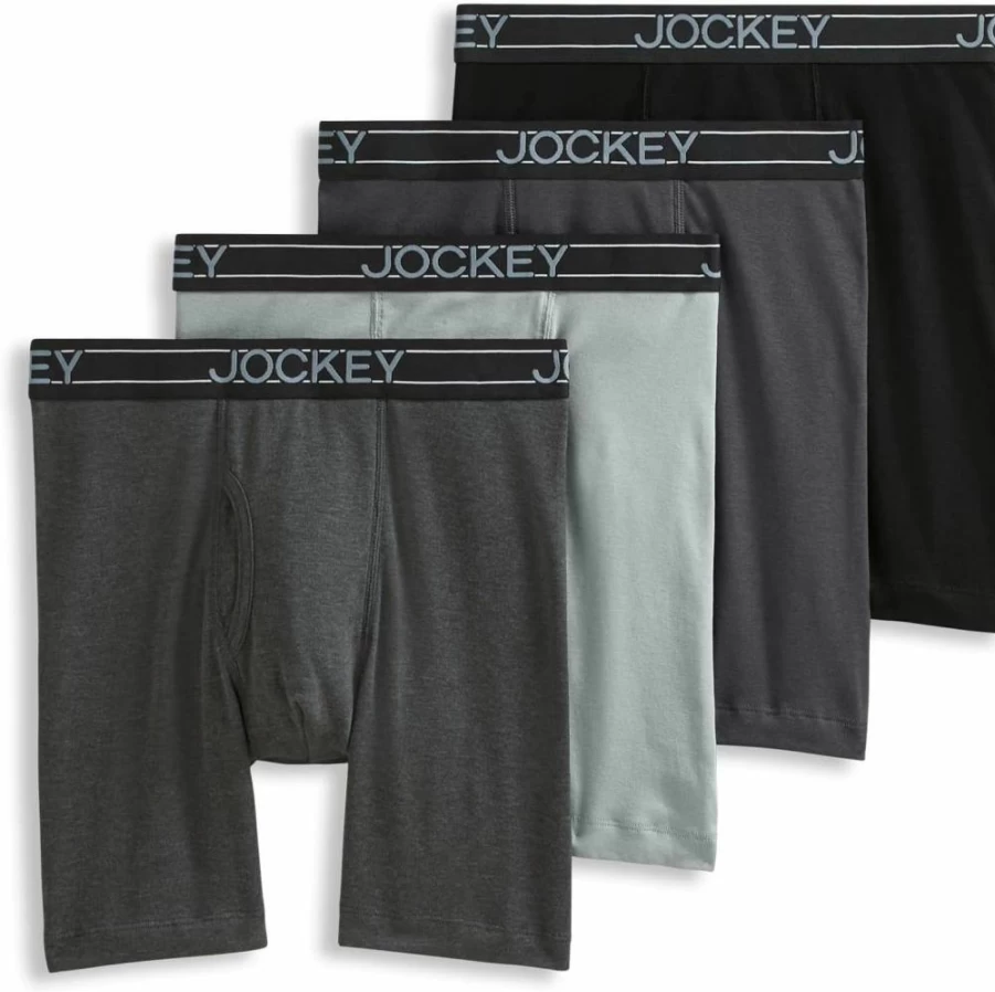 Jockey Men's Cotton Blend 7-Inch Boxer Briefs 4-Pack - Lightweight Comfort Underwear