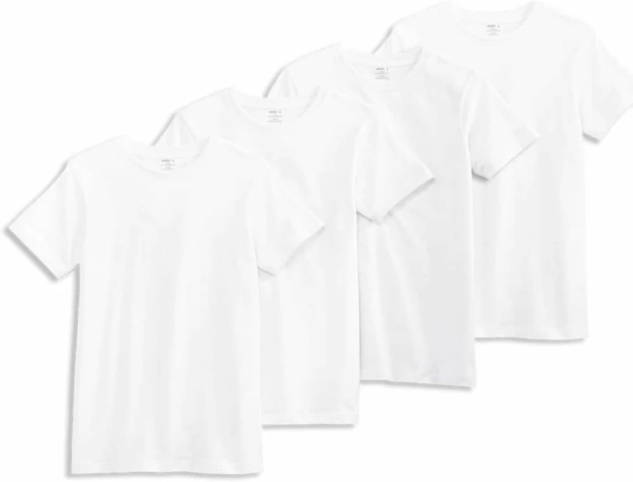 Jockey Boys' 100% Cotton Crew Neck Undershirt 4-Pack - Soft Comfortable Kids' T-Shirts