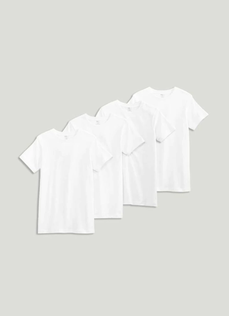Jockey Boys' 100% Cotton Crew Neck Undershirt 4-Pack - Soft Comfortable Kids' T-Shirts