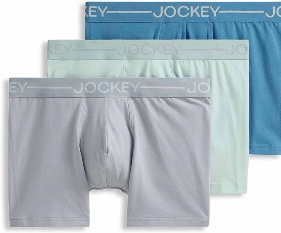 Jockey Men's Organic Cotton 4" Stretch Trunk Underwear - 3 Pack Comfortable Breathable Boxer Briefs