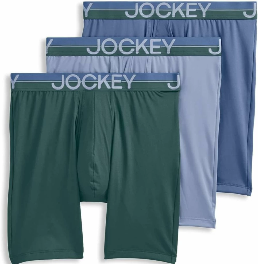 Jockey Men's Cool Comfort Microfiber 8-Inch Boxer Briefs - Breathable Stretch Underwear 3-Pack