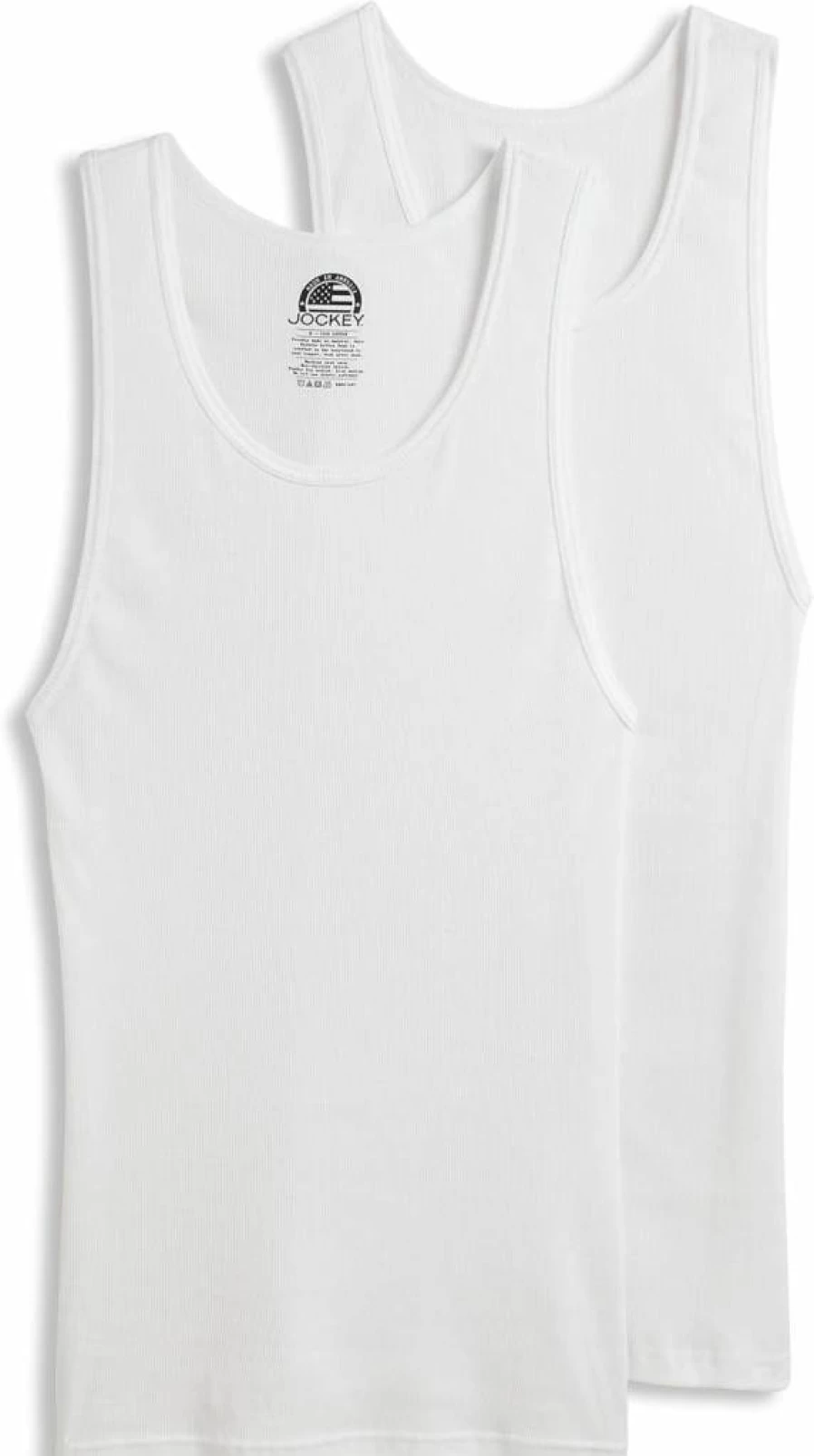 Jockey Men's 100% Cotton Made in USA Tank Top Undershirt 2-Pack - Breathable Comfort Fit