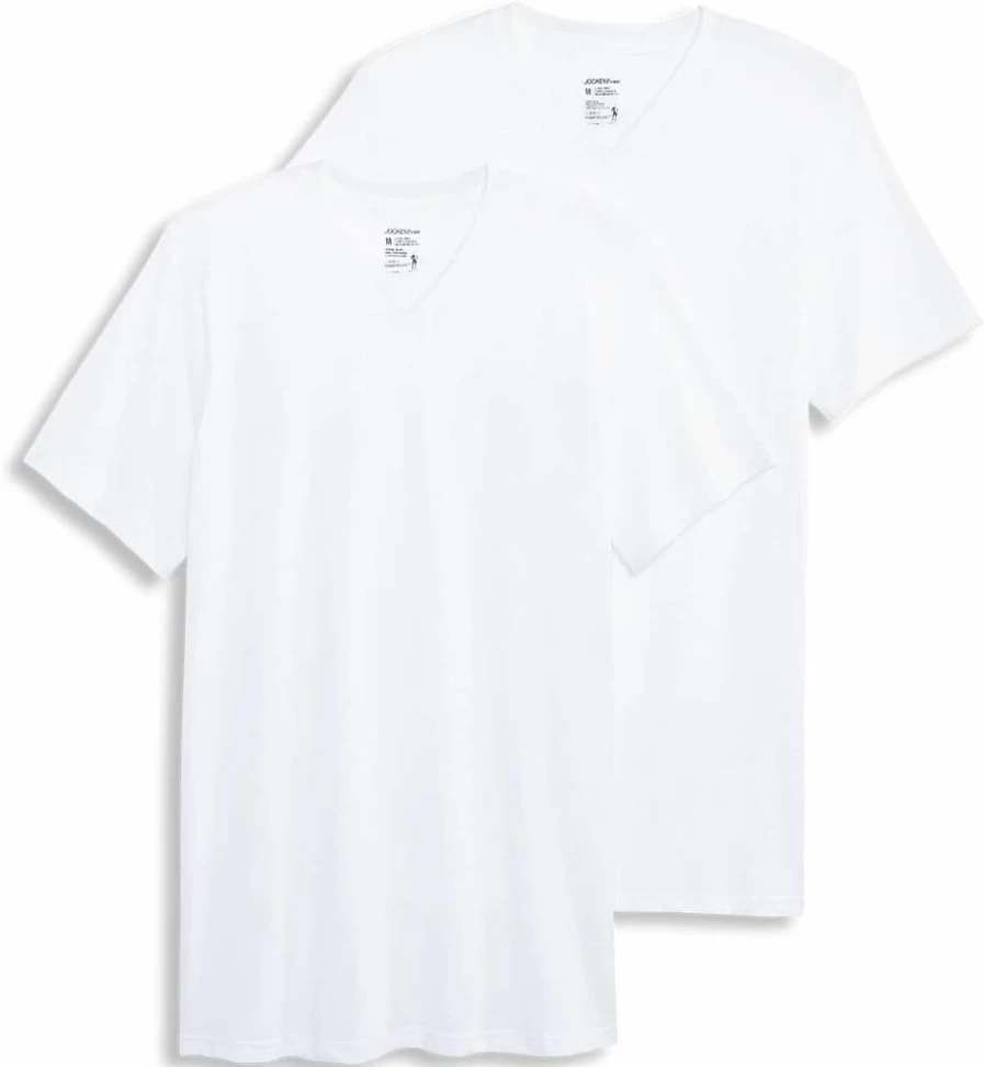 Jockey Men's 100% Cotton V-Neck Undershirt 2-Pack - Big & Tall, Made in USA