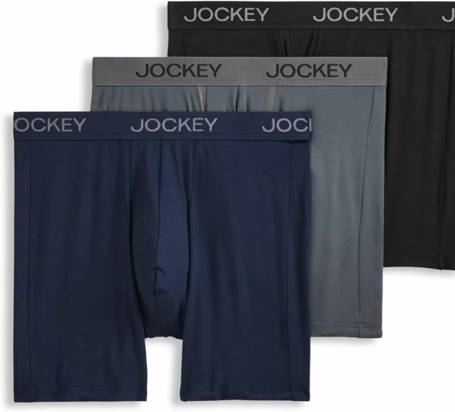 Jockey Men's Ultra Soft Modal Boxer Briefs 6" Anti-Chafe Underwear - 3 Pack Comfortable Breathable Shorts