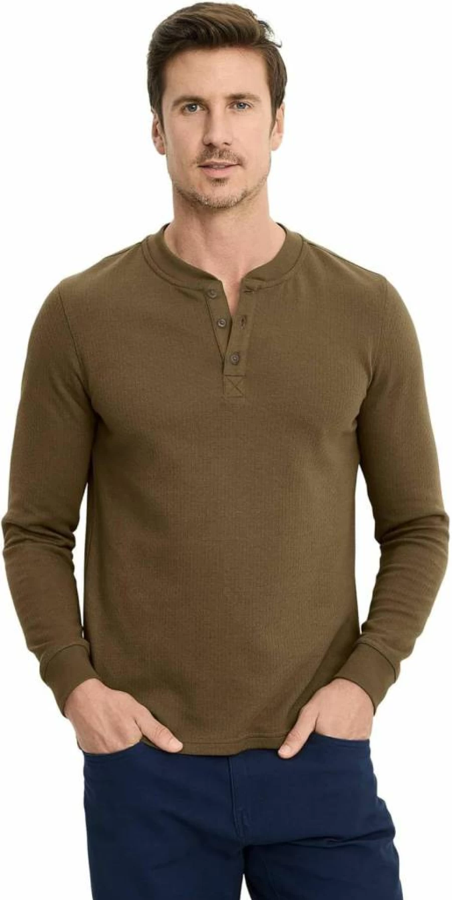 Jockey Men's Long Sleeve Henley Shirt - Casual Outdoor Comfort Fit Top for Men