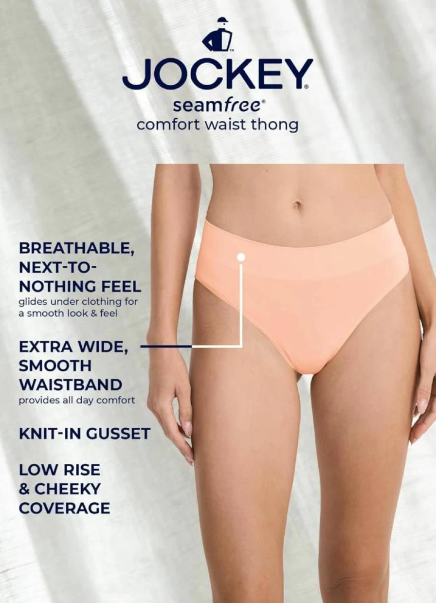 Jockey Women's Seamfree Comfort Waist Thong - Soft Breathable Underwear for Everyday Wear