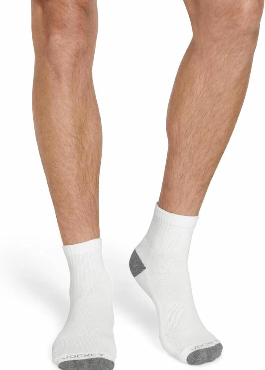 Jockey Men's Cotton Quarter Socks 3-Pack - Breathable Athletic Crew Socks Made in USA