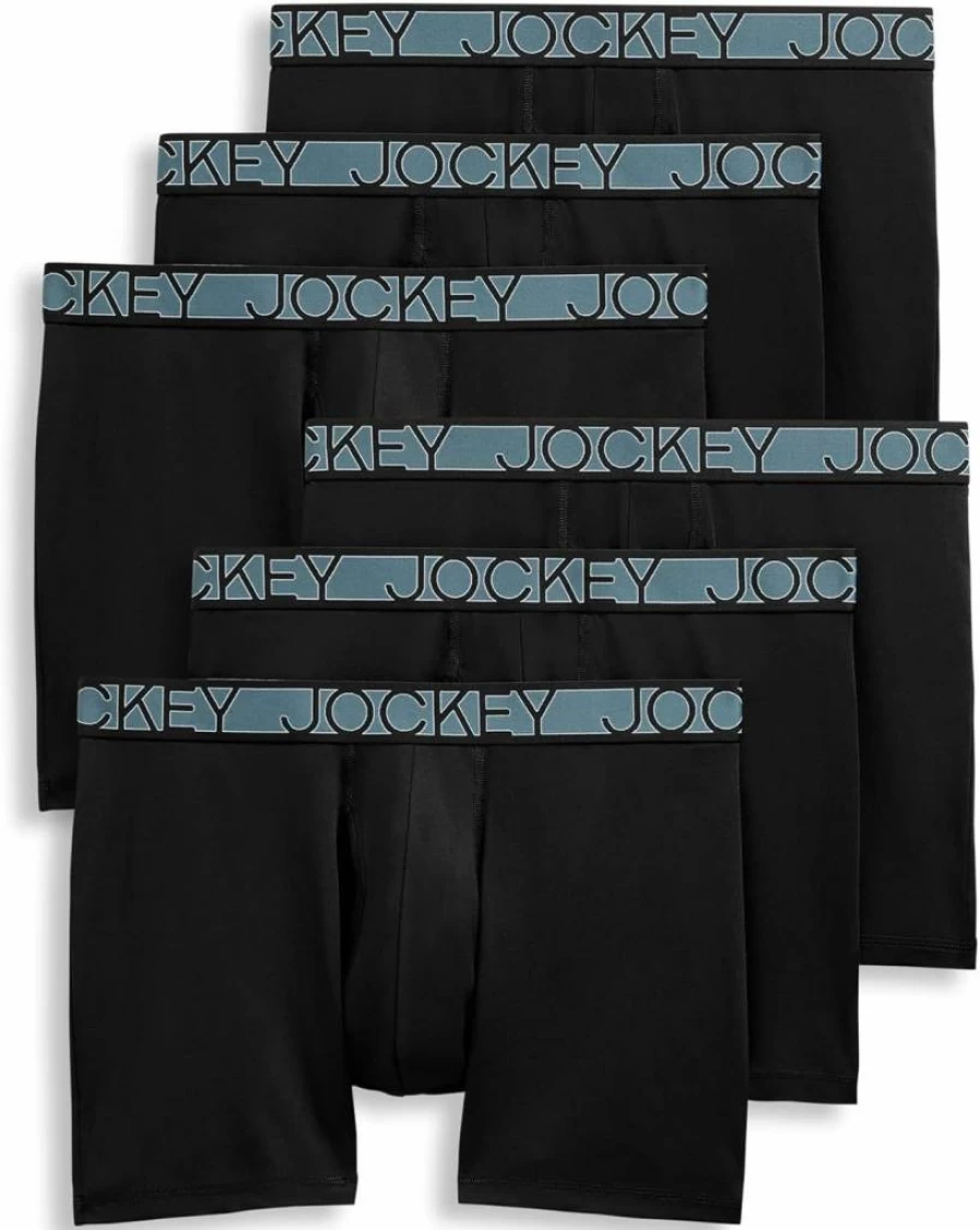 Jockey Men's Active Microfiber 5-Inch Boxer Briefs - 6-Pack Comfort Underwear for Sports & Daily Wear