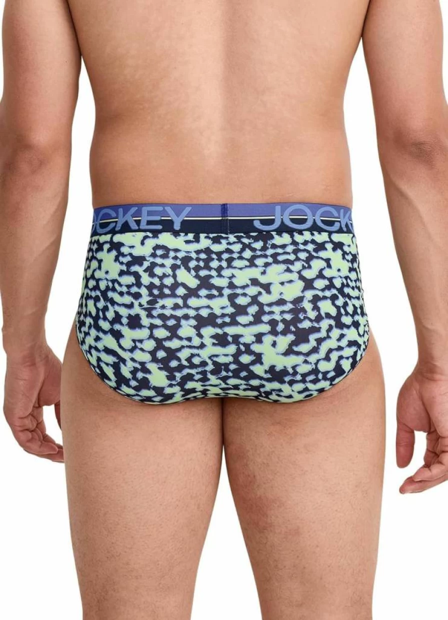 Jockey Men's Cool Comfort Microfiber Stretch Brief Underwear - 3 Pack (XL) - Breathable & Soft Boxer Briefs in Navy & Blue Tones