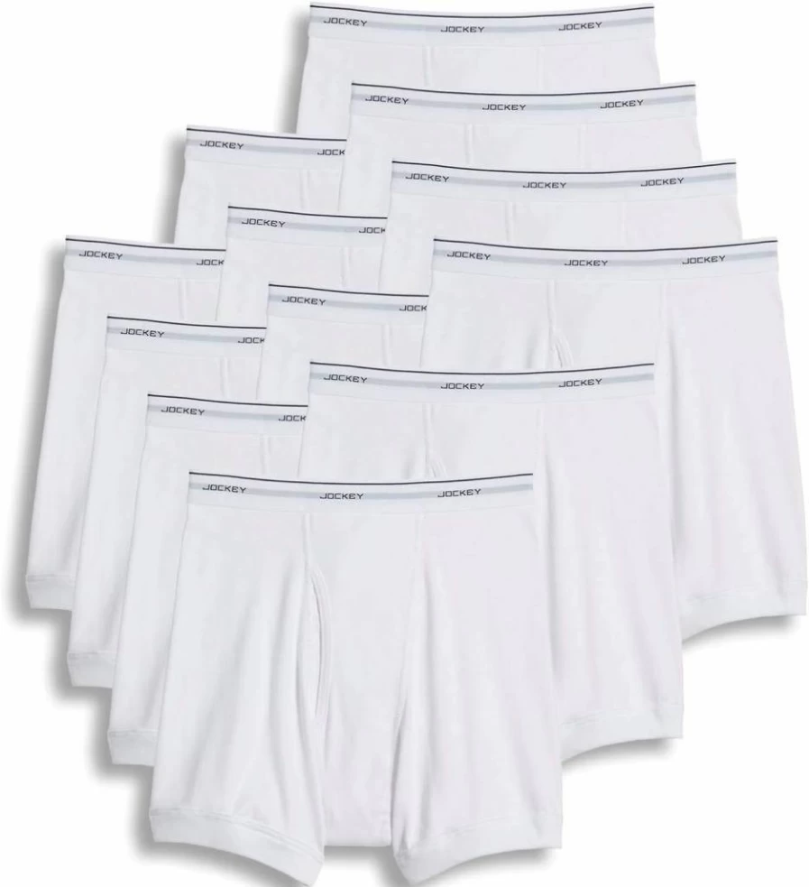 Jockey Men's Cotton 5-Inch Boxer Brief Underwear - 12 Pack Multipack, Comfort Fit, Breathable Fabric
