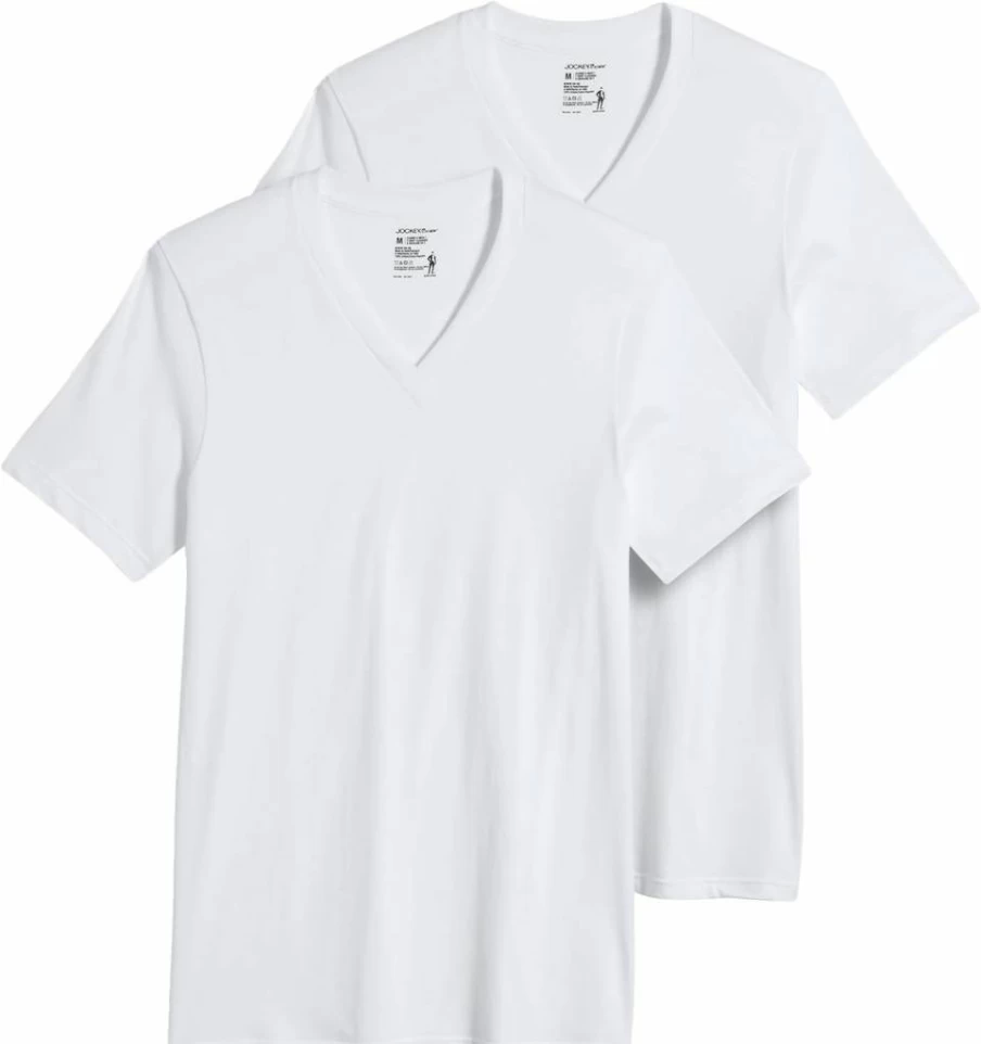 Jockey Men's Classic V-Neck Undershirt 2-Pack - Tall Size Comfort Fit Breathable Cotton