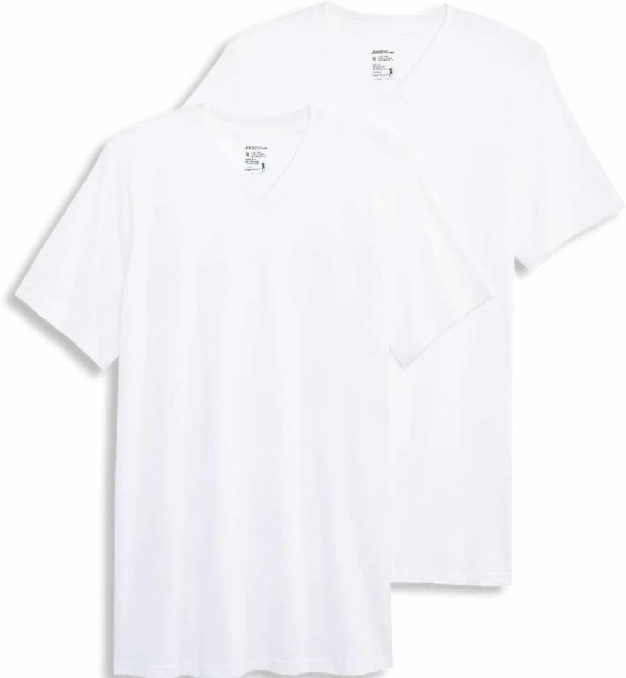 Jockey Men's 100% Cotton V-Neck Undershirt 2-Pack - Made in USA, Breathable Comfort Fit Underwear
