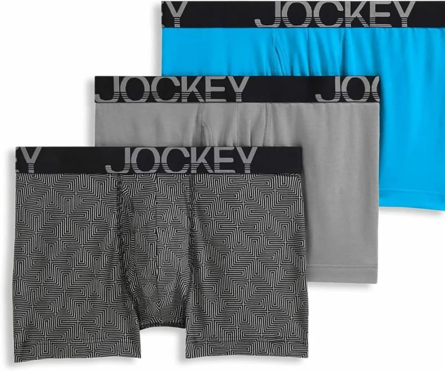 Jockey Men's Activestretch 4-Inch Boxer Briefs 3-Pack - Comfortable Underwear for Active Men