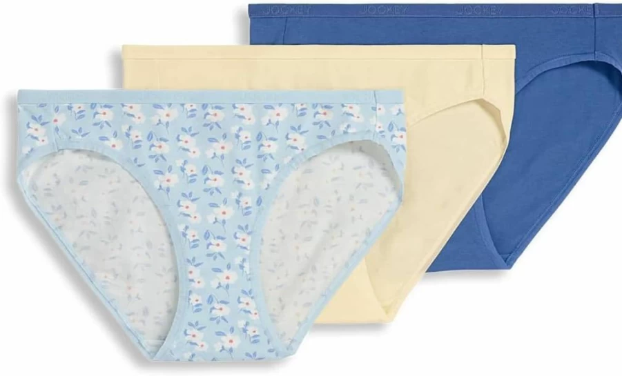 Jockey Women's Organic Cotton Bikini Underwear 3-Pack - Soft Stretch Comfort Logo Design