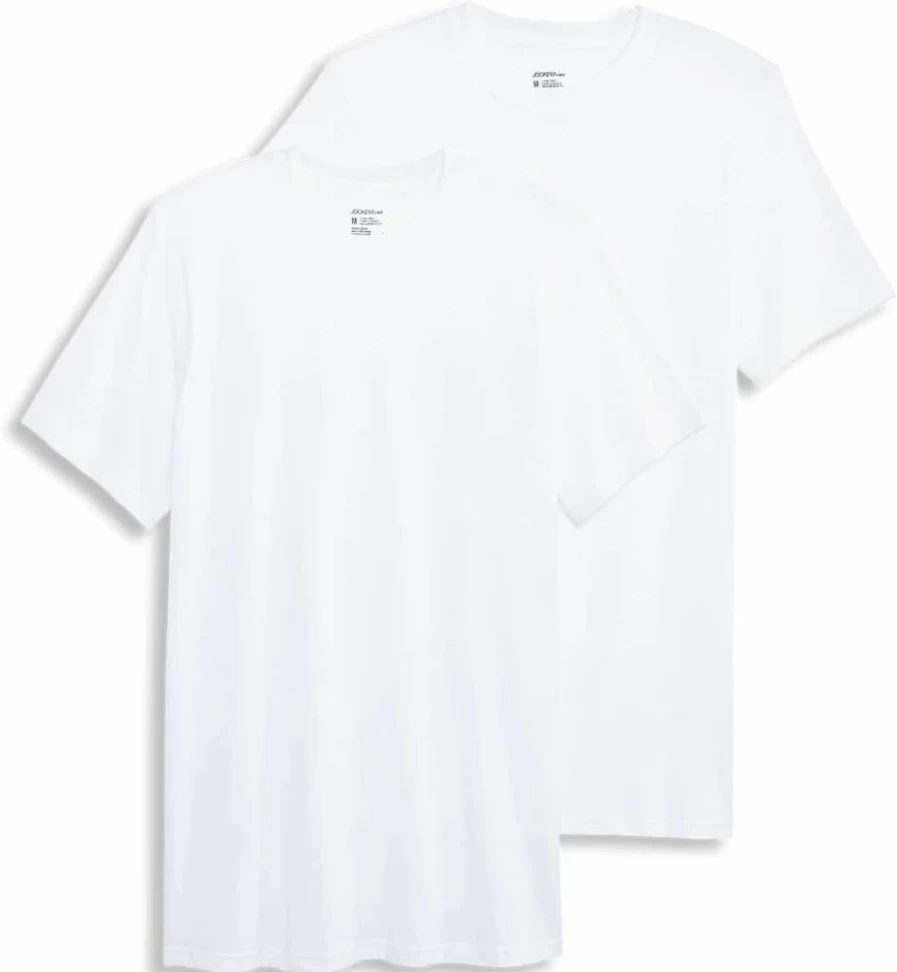 Jockey Men's 100% Cotton Crew Neck Undershirt 2-Pack - Made in USA, Breathable Comfort Fit Undershirts for Men