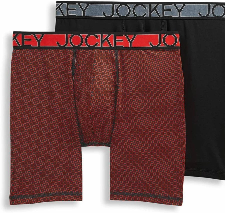Jockey Men's Active Microfiber Boxer Briefs 9-Inch Long Leg - 2 Pack Underwear for Big & Tall