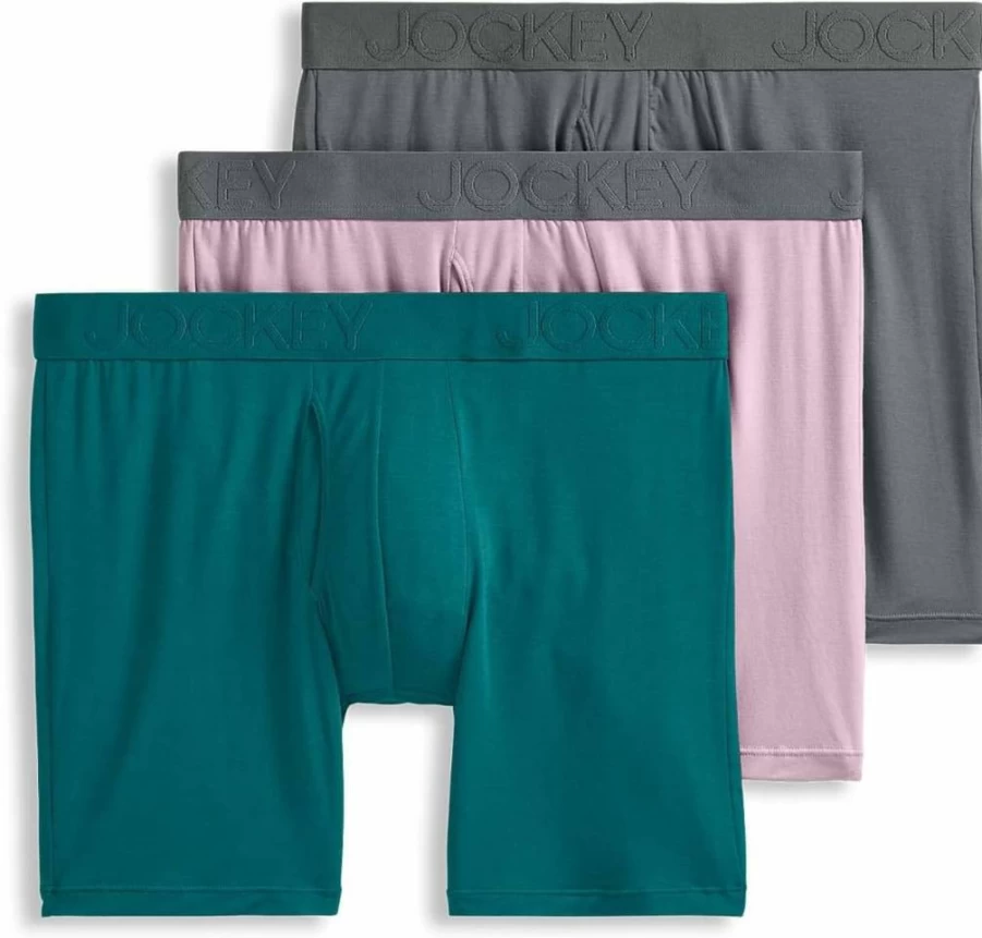 Jockey Men's Ultra Soft Modal Boxer Briefs 6-Inch - 3 Pack Comfortable Underwear for Active Lifestyle