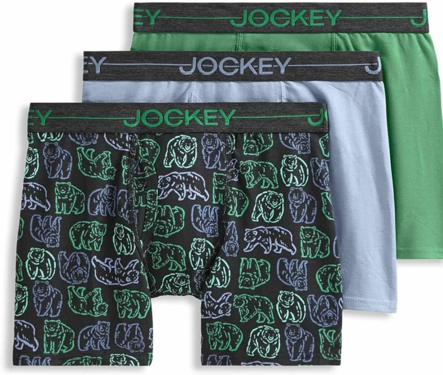 Jockey Boys' Cotton Stretch Boxer Briefs 3-Pack - Soft Comfort Underwear for Kids