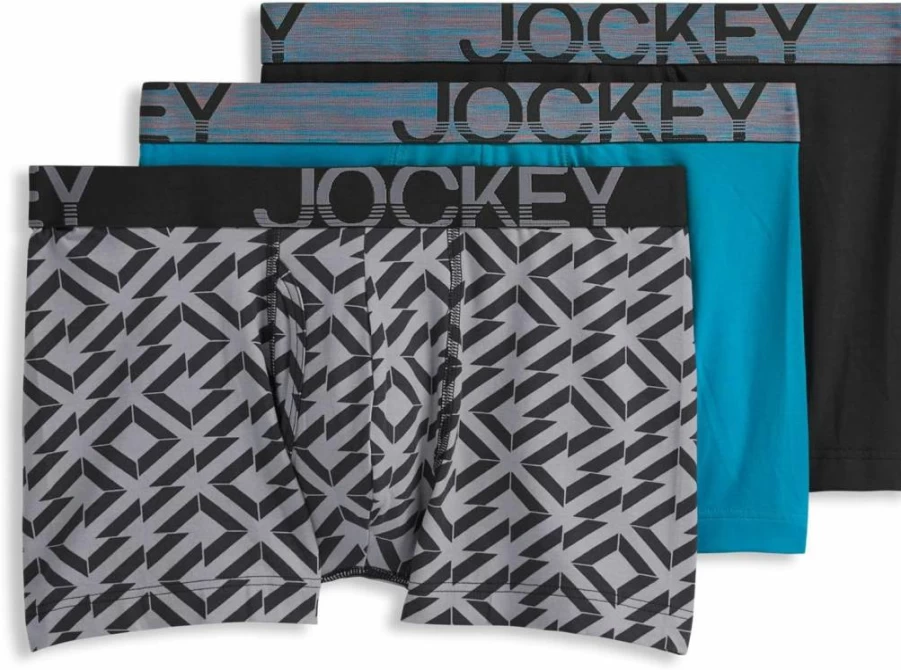 Jockey Men's Cotton Stretch Boxer Briefs 3-Pack - Low Rise, No Ride Comfort Underwear