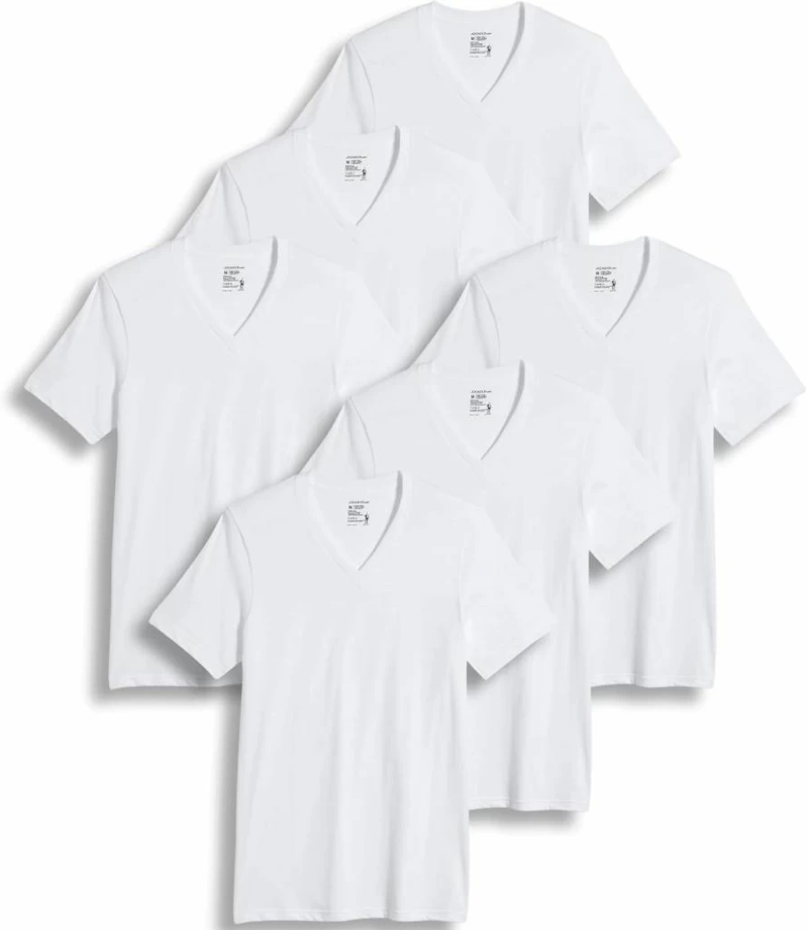 Jockey Men's Cotton V-Neck Undershirts - Comfortable 6 Pack T-Shirts for Everyday Wear