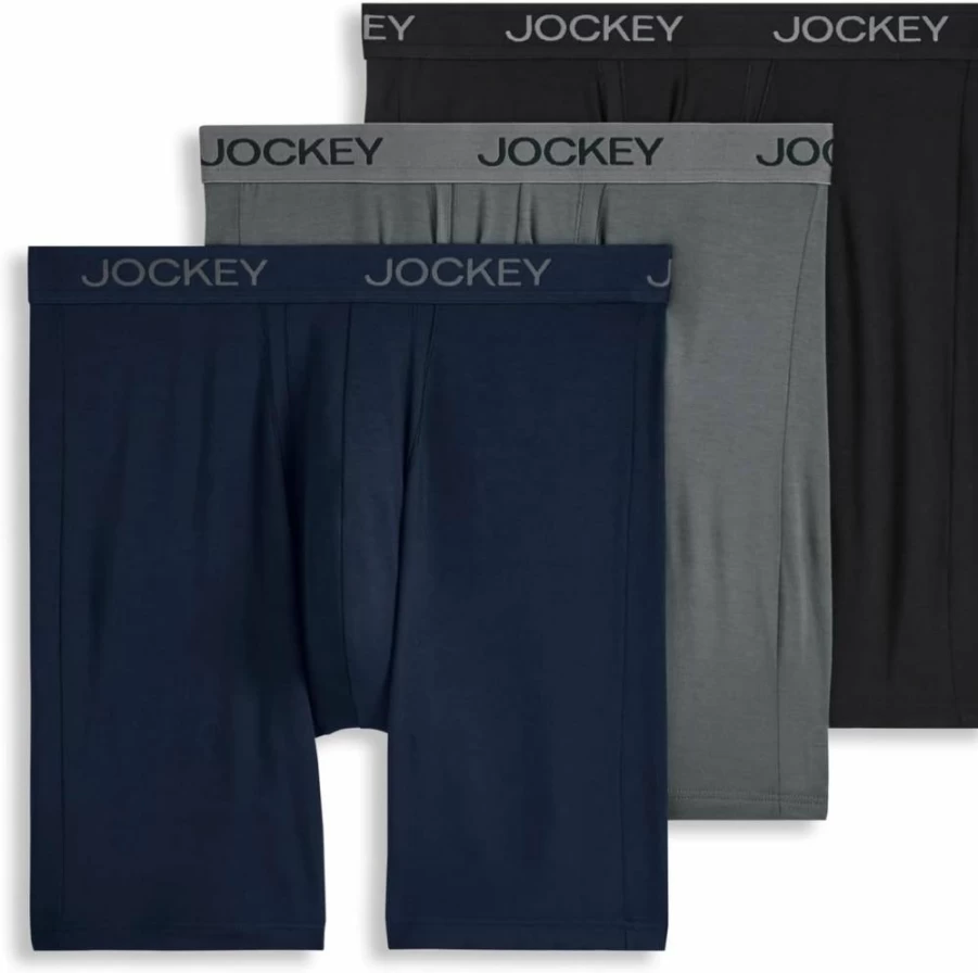 Jockey Men's Ultra Soft Modal Boxer Briefs 3-Pack - Anti-Chafe 8.5" Long Leg Underwear for Comfort