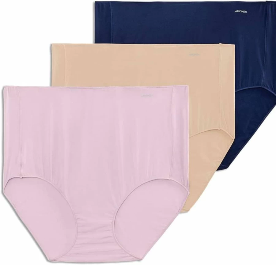 Jockey Women's No Show Tactel Briefs - 3 Pack Seamless Underwear for Comfort & Invisible Coverage