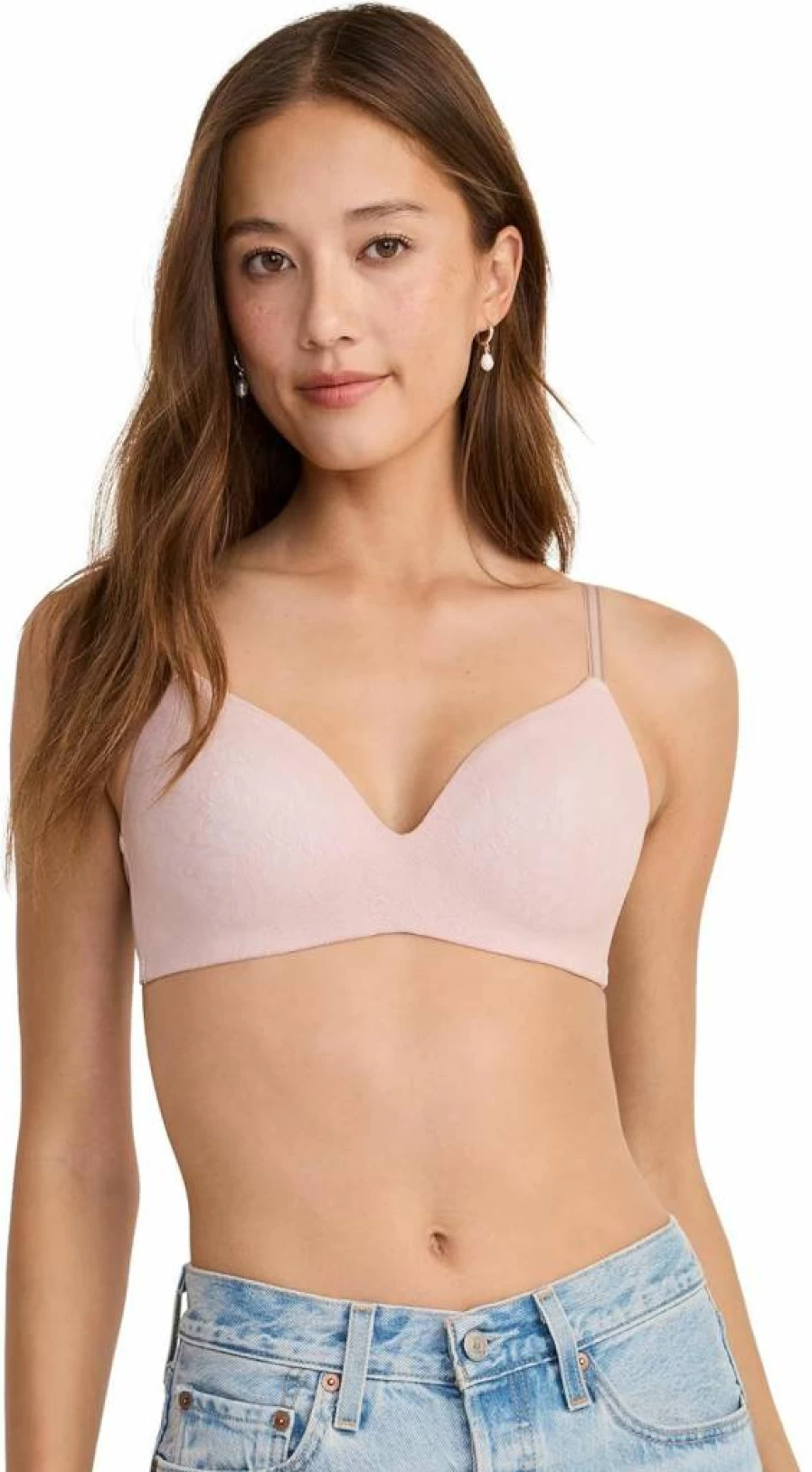 Jockey Women's Smooth & Sleek Wirefree T-Shirt Bra with Lace Demi Coverage - Comfortable Support Bra for Everyday Wear